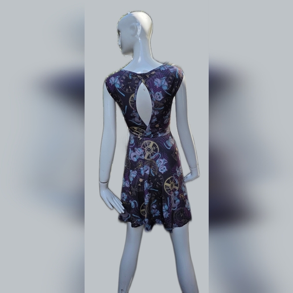 Steampunk Alice In Wonderland Dress With Cheshire Cat X Sm Purple,pink,blue,gold - Picture 5 of 13